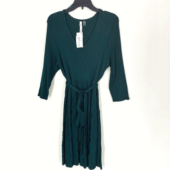 NY Collection hunter green fit and flare sweater dress 2X Petite - Picture 2 of 6